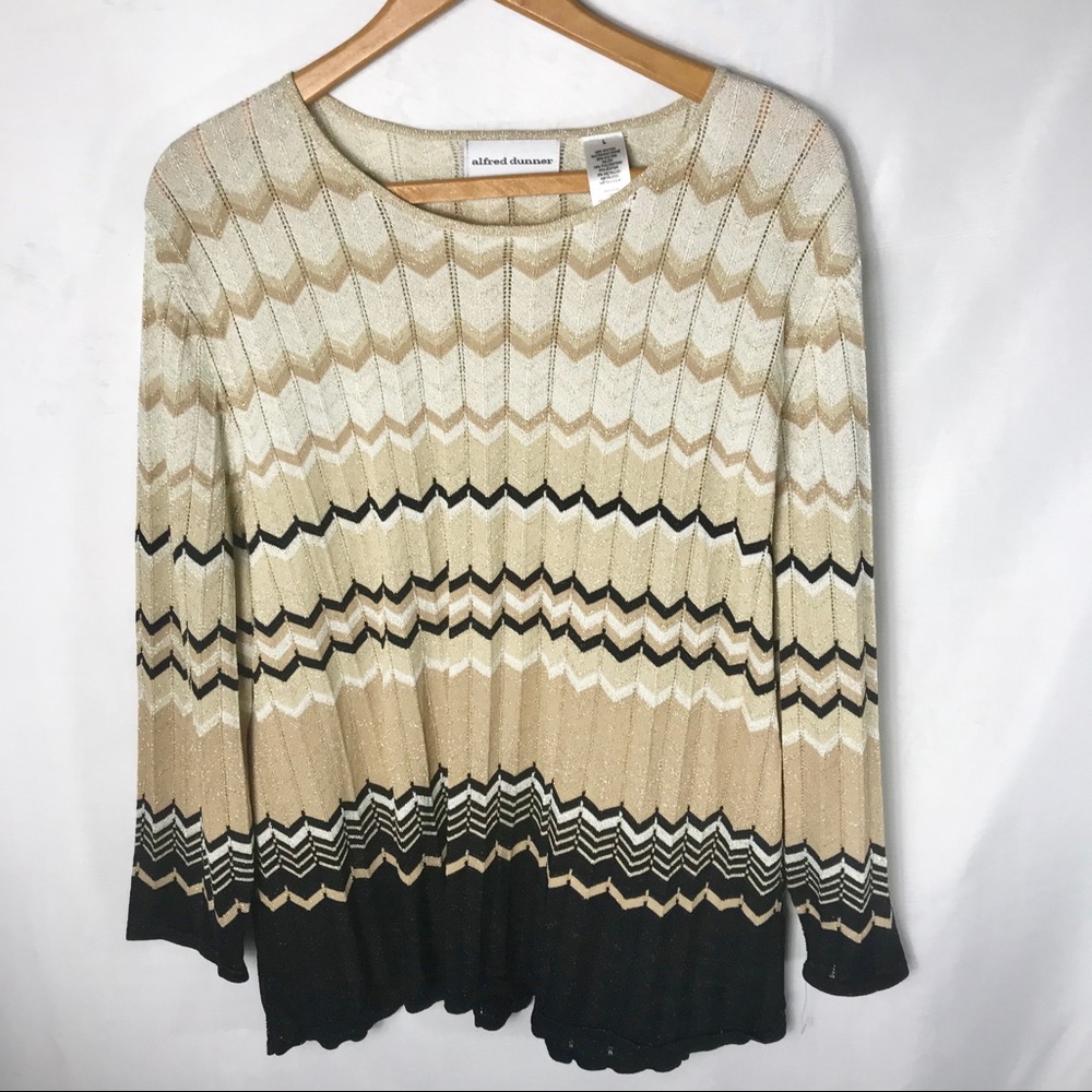 SOLD: Metallic Chevron Crew Neck Sweater L